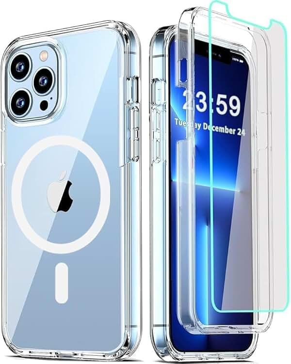 COOLQO Magnetic for iPhone 13 Pro Max Case with Screen Protectors, Compatible with MagSafe, Military Grade Drop Protection, Dual Layer Design Heavy Duty Protective Shockproof Phone Case, Clear - Product Image