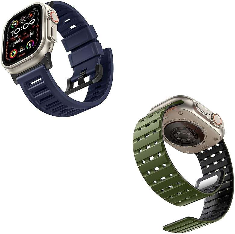 Bandletic R-FKM Sport Band + R-Lite Fit Magnetic Watchband Compatible with Apple Watch Ultra 2/Ultra Band 49mm/45mm/44mm/42mm for Men - Image 1