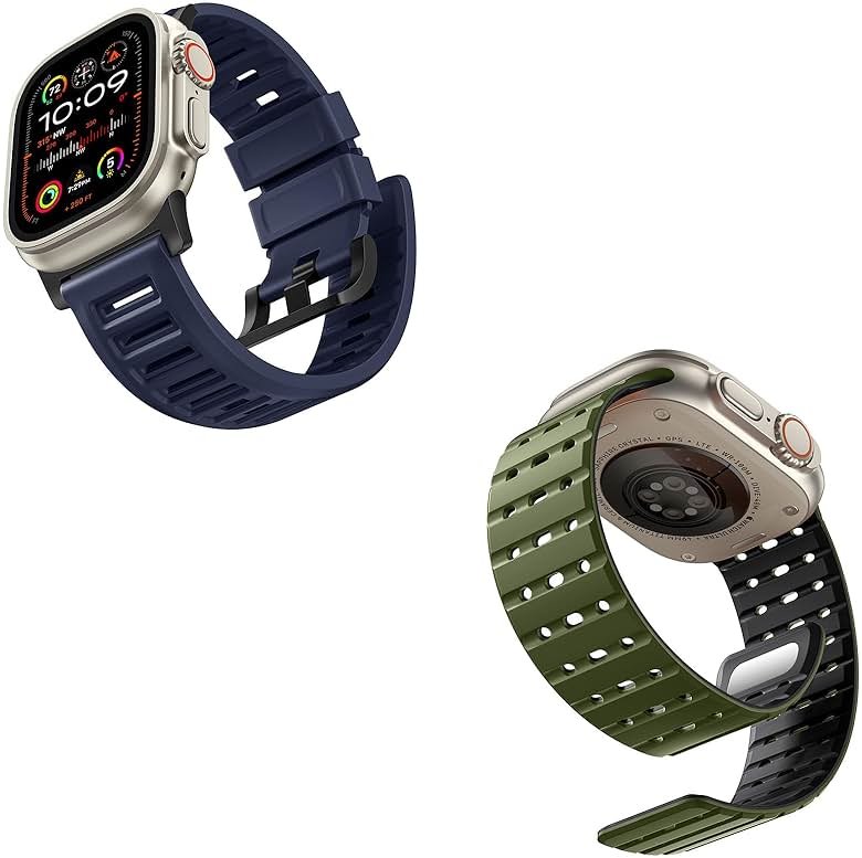 Bandletic R-FKM Sport Band + R-Lite Fit Magnetic Watchband Compatible with Apple Watch Ultra 2/Ultra Band 49mm/45mm/44mm/42mm for Men - Product Image