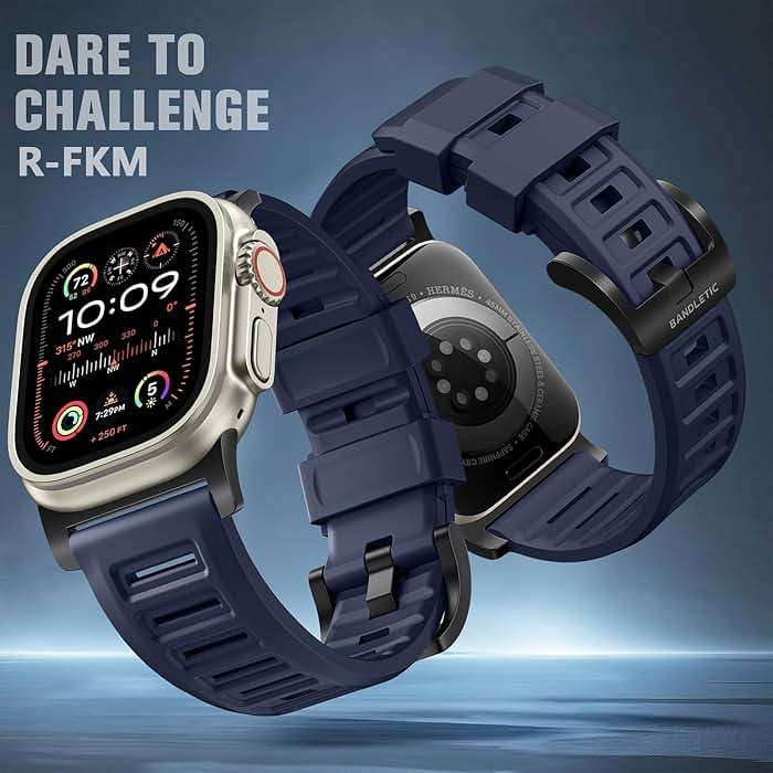 Bandletic R-FKM Sport Band + R-Lite Fit Magnetic Watchband Compatible with Apple Watch Ultra 2/Ultra Band 49mm/45mm/44mm/42mm for Men - Image 2