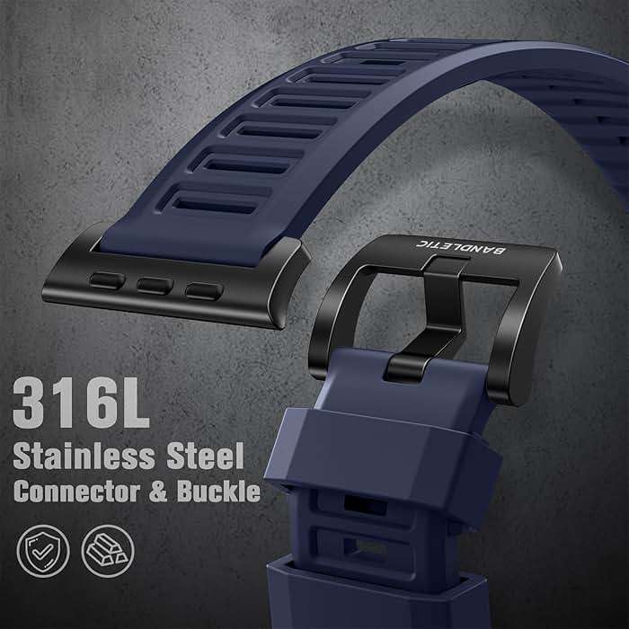 Bandletic R-FKM Sport Band + R-Lite Fit Magnetic Watchband Compatible with Apple Watch Ultra 2/Ultra Band 49mm/45mm/44mm/42mm for Men - Image 4