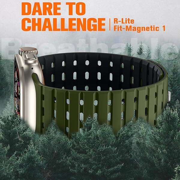 Bandletic R-FKM Sport Band + R-Lite Fit Magnetic Watchband Compatible with Apple Watch Ultra 2/Ultra Band 49mm/45mm/44mm/42mm for Men - Image 6