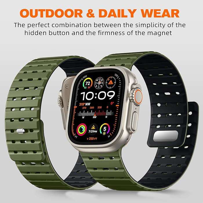 Bandletic R-FKM Sport Band + R-Lite Fit Magnetic Watchband Compatible with Apple Watch Ultra 2/Ultra Band 49mm/45mm/44mm/42mm for Men - Image 8