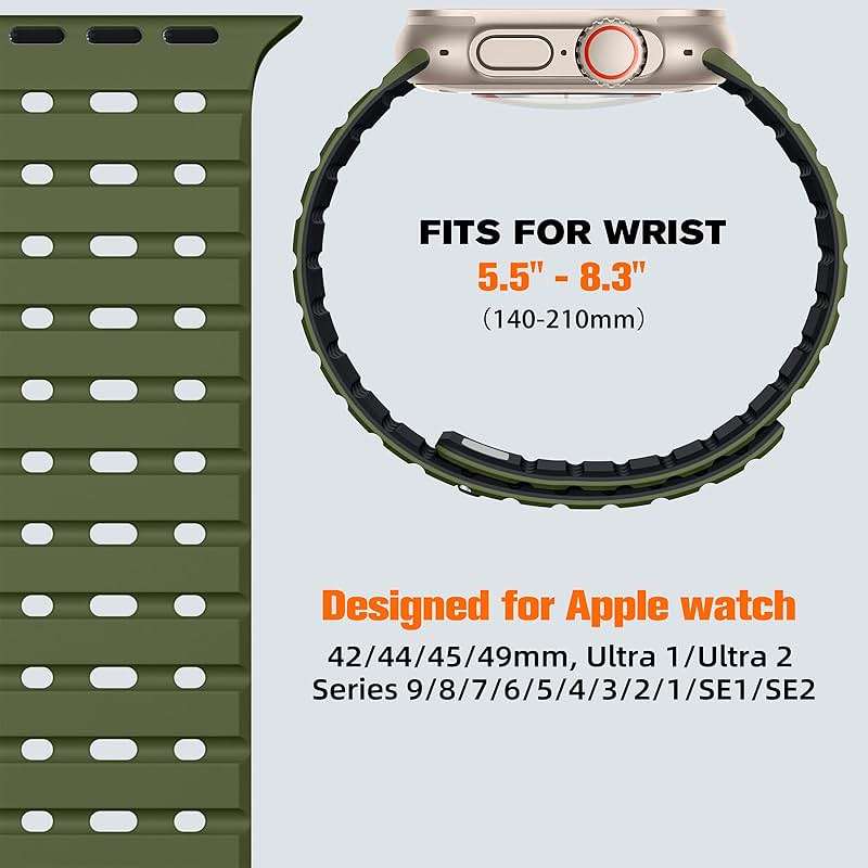 Bandletic R-FKM Sport Band + R-Lite Fit Magnetic Watchband Compatible with Apple Watch Ultra 2/Ultra Band 49mm/45mm/44mm/42mm for Men - Image 9