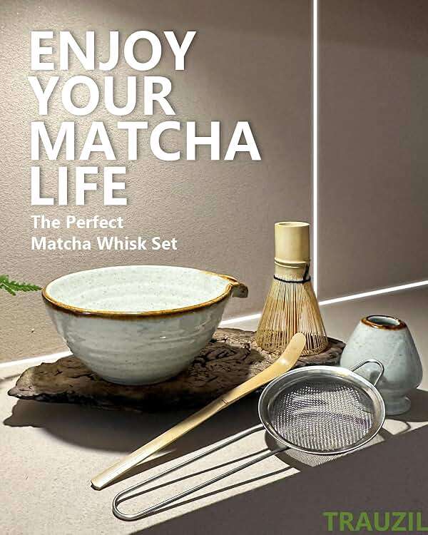Taruzil Matcha Whisk Set with Matcha Bowl, Matcha Bamboo Whisk, Scoop, Sifter, Matcha Whisk Holder Unique Gifts for Women Men Girl Friend Home Kitchen Decor Gifts for Christmas, Birthday,Halloween - Image 2