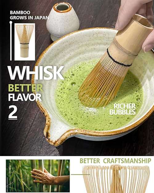 Taruzil Matcha Whisk Set with Matcha Bowl, Matcha Bamboo Whisk, Scoop, Sifter, Matcha Whisk Holder Unique Gifts for Women Men Girl Friend Home Kitchen Decor Gifts for Christmas, Birthday,Halloween - Image 4