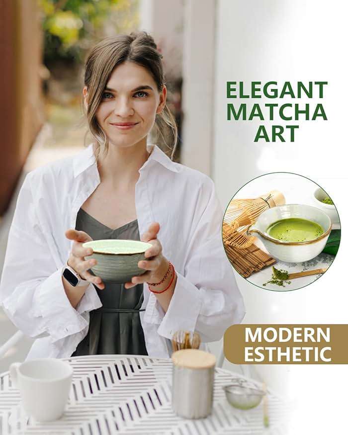 Taruzil Matcha Whisk Set with Matcha Bowl, Matcha Bamboo Whisk, Scoop, Sifter, Matcha Whisk Holder Unique Gifts for Women Men Girl Friend Home Kitchen Decor Gifts for Christmas, Birthday,Halloween - Image 5