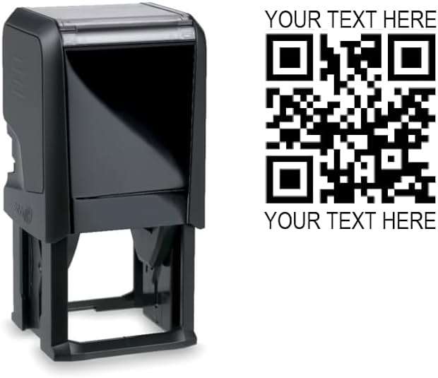 Hubco Black 4924 QR Code Self-Inking Stamp with Custom Text - Upload Your QR Code! * * Please Read Description Carefully for Instructions * * - Image 1