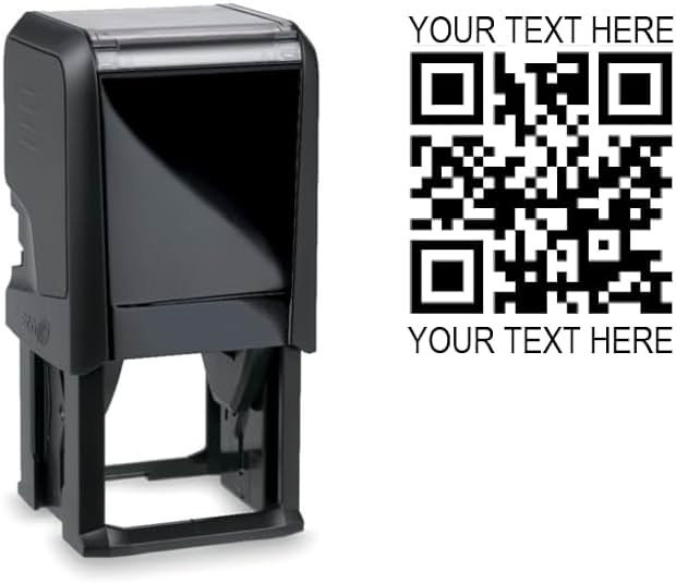 Hubco Black 4924 QR Code Self-Inking Stamp with Custom Text - Upload Your QR Code! * * Please Read Description Carefully for Instructions * * - Product Image