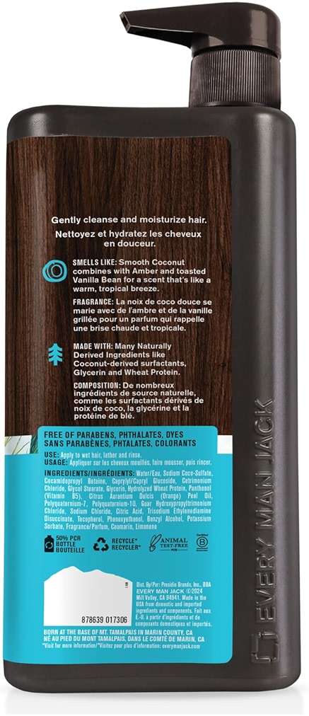Every Man Jack 2-in-1 Daily Shampoo + Conditioner - Coconut & Driftwood | Nourishing For All Hair Types, Naturally Derived, Cruelty-Free Shampoo and Conditioner Set for Men | 24oz - 1 Bottle - Image 9