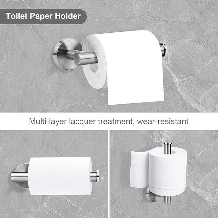 Ntipox Brushed Nickel Bathroom Hardware Accessories Set 5 Piece, Stainless Steel Bath Towel Bar Set 24 Inch,Toilet Paper Holder,Towel Ring Holder,Towel Rack Set, Brushed Nickel - Image 6