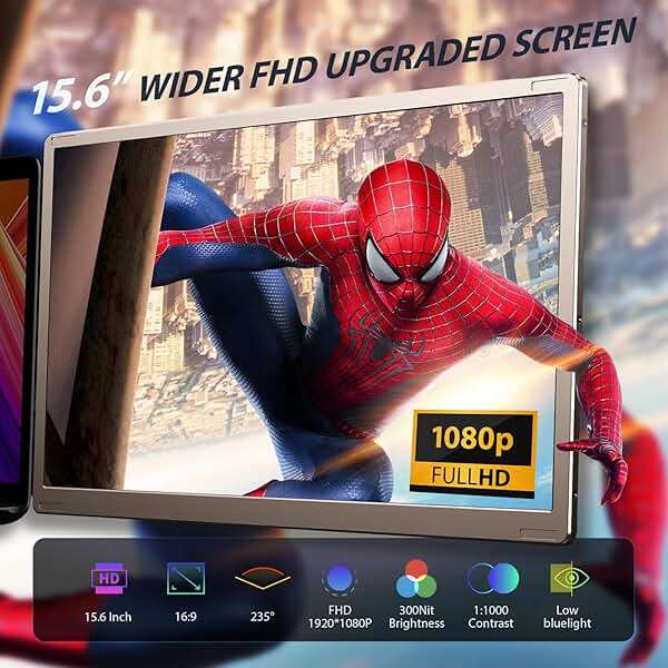 Enzion Laptop Screen Extender,Upgraded 15.6" Portable Monitor,FHD 1080P Triple Laptop Screen Extender,Detachable Dual Monitor for 13”-17” Laptops,Plug & Play,Compatible with Mac/Wins/Chrome/Dex - Image 2