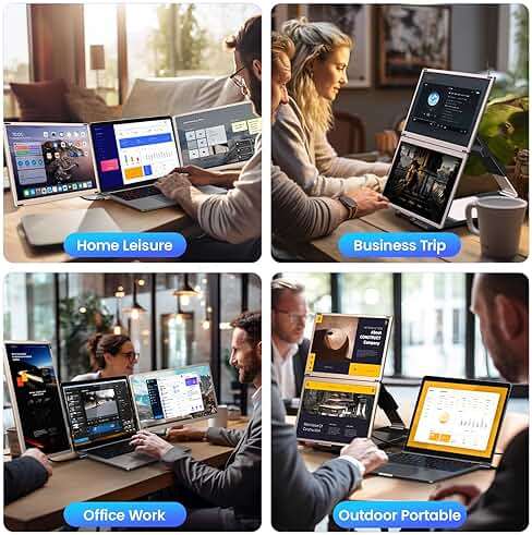 Enzion Laptop Screen Extender,Upgraded 15.6" Portable Monitor,FHD 1080P Triple Laptop Screen Extender,Detachable Dual Monitor for 13”-17” Laptops,Plug & Play,Compatible with Mac/Wins/Chrome/Dex - Image 6