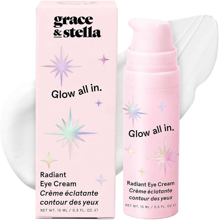 grace & stella Retinol & Caffeine Under Eye Serum Anti Aging - Travel Essentials - Hydrating Cream with Niacinamide, Peptides - Reduce Wrinkles, Crow's Feet, Puffiness - Vegan Skincare (0.5 floz/15ml) - Image 1