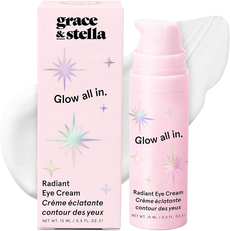 grace & stella Retinol & Caffeine Under Eye Serum Anti Aging - Travel Essentials - Hydrating Cream with Niacinamide, Peptides - Reduce Wrinkles, Crow's Feet, Puffiness - Vegan Skincare (0.5 floz/15ml) - Product Image