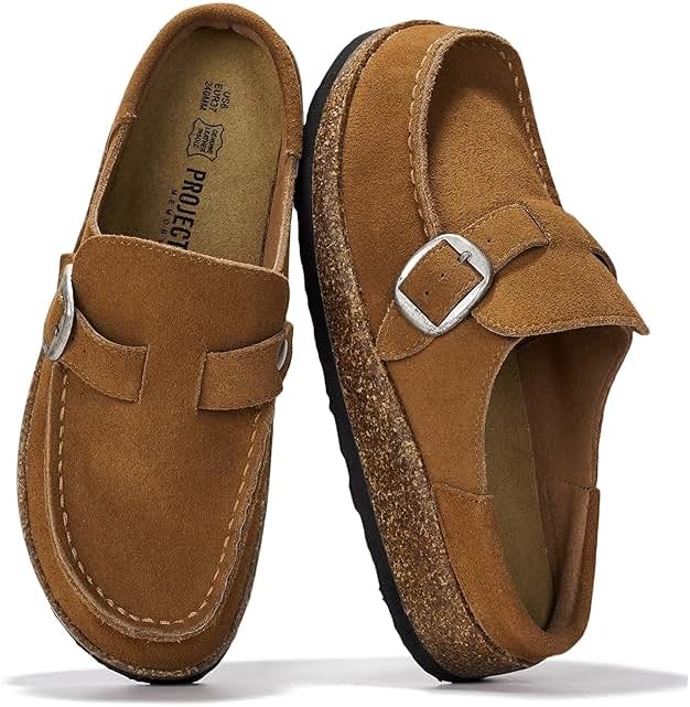 Project Cloud 100% Genuine Leather Moccasin-Style Clogs for Women - Memory Foam and Water Resistant Mules Slip-on - Non-Slip and Durable Clogs Casual Shoes for Women Footwear - Product Image