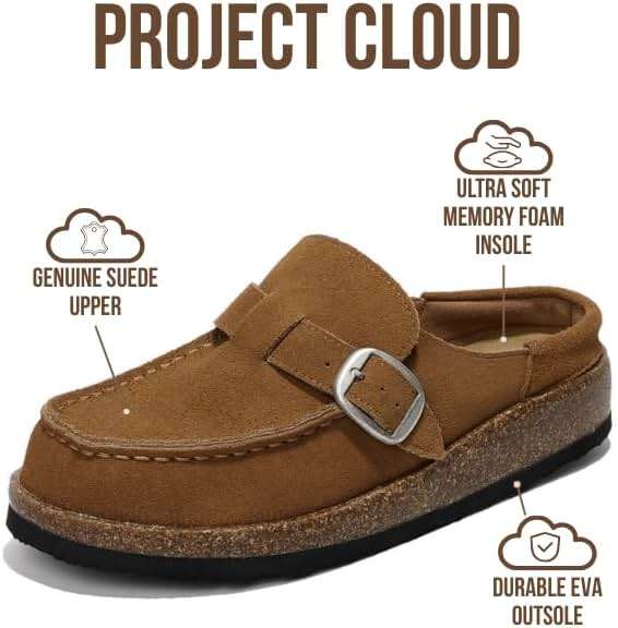 Project Cloud 100% Genuine Leather Moccasin-Style Clogs for Women - Memory Foam and Water Resistant Mules Slip-on - Non-Slip and Durable Clogs Casual Shoes for Women Footwear - Image 2