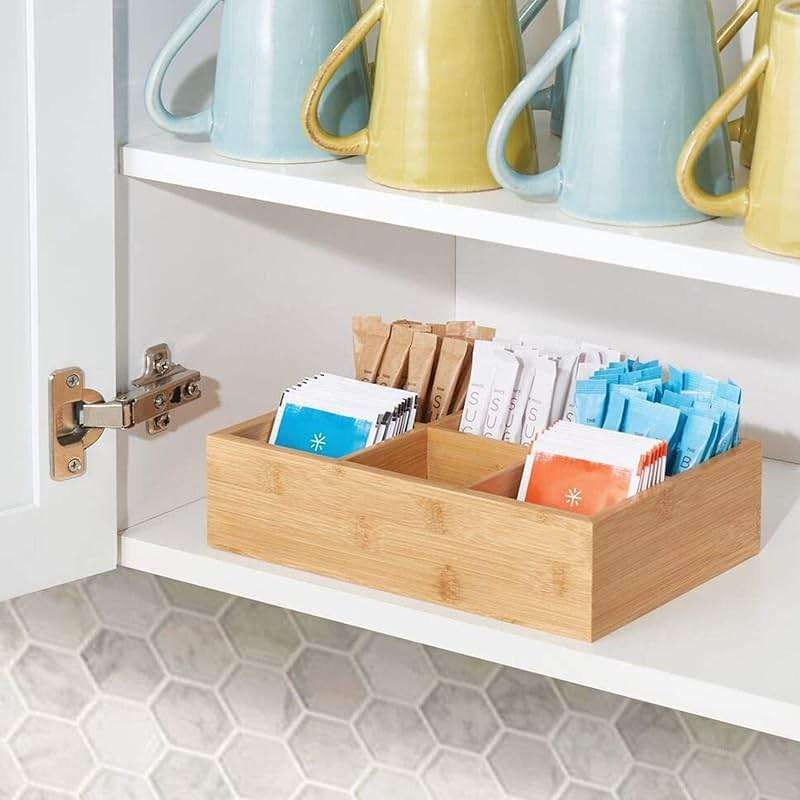 SJORHNUS Tea Organizer,Bamboo 6 Compartment Tea Bag Organizer,Tea Storage Holder Box for Office Kitchen Countertop Cabinet Pantry Drawer - Image 4