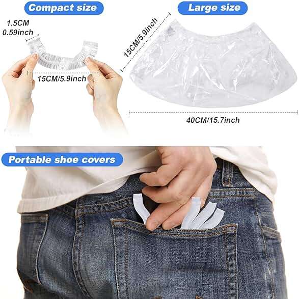 MAQIHAN 100pcs(50PRS) Shoe Covers Disposable - Portable Size Save Space for Rainy Days Waterproof Booties Covers Plastic Rain Shoe Protector Foot Covers Indoors Reusable Women Men Shoe Bags for Travel - Image 2
