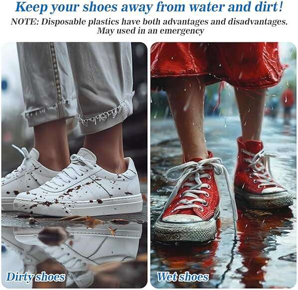 MAQIHAN 100pcs(50PRS) Shoe Covers Disposable - Portable Size Save Space for Rainy Days Waterproof Booties Covers Plastic Rain Shoe Protector Foot Covers Indoors Reusable Women Men Shoe Bags for Travel - Image 5