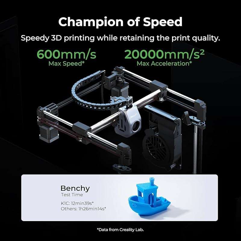 Creality K1C 3D Printer, 600mm/s Fast Speed Auto Leveling 3D Printers with AI Camera for 300°C Printing, Switchable Silent Mode Reliable Carbon Fiber 3D Printing 220 * 220 * 250mm - Image 2