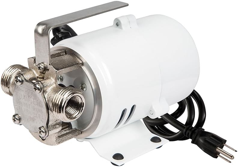 Little Giant 360 115V, 360 GPH, 1/10 HP, Plated Brass Non-Submersible Multi-Purpose Utility Water Transfer Pony Pump with 6-Ft. Cord, White, 555112 - Product Image