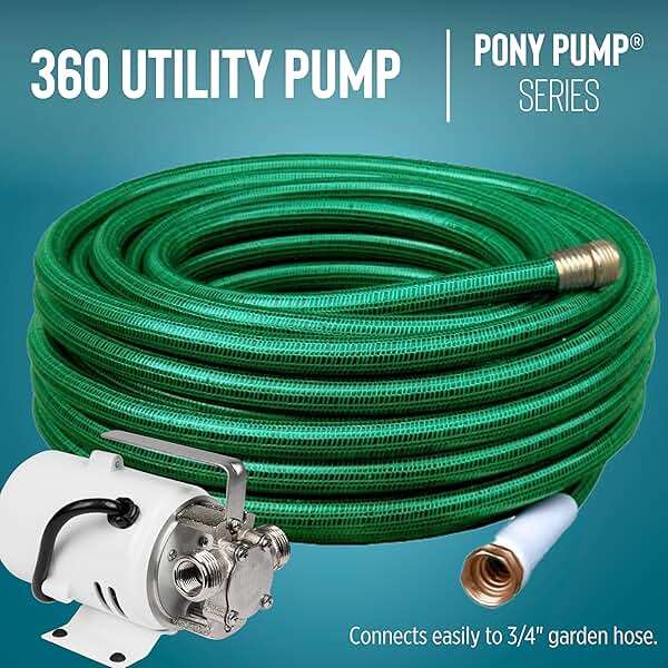 Little Giant 360 115V, 360 GPH, 1/10 HP, Plated Brass Non-Submersible Multi-Purpose Utility Water Transfer Pony Pump with 6-Ft. Cord, White, 555112 - Image 5