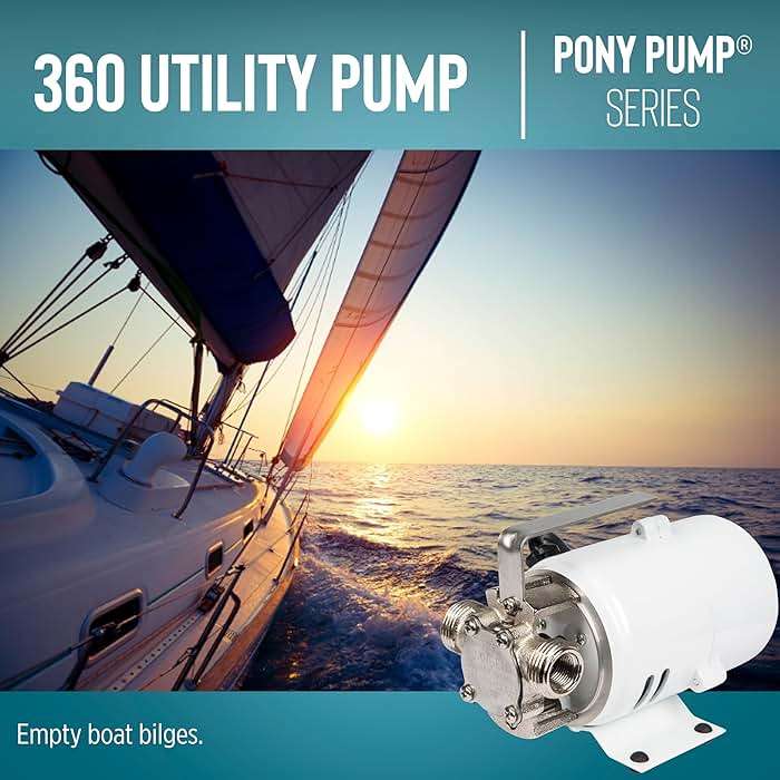 Little Giant 360 115V, 360 GPH, 1/10 HP, Plated Brass Non-Submersible Multi-Purpose Utility Water Transfer Pony Pump with 6-Ft. Cord, White, 555112 - Image 7