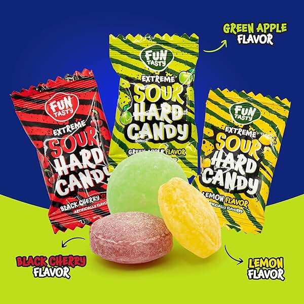 Sour Candy - 2 Pound Bulk Pack - Hard Candy Individdually Wrapped - Assorted Fruit Flavors Candies - Strawberry, Blue Raspberry, Cherry, Lemon, and Apple - Image 4