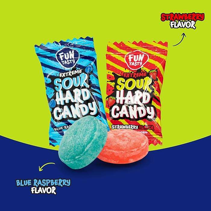 Sour Candy - 2 Pound Bulk Pack - Hard Candy Individdually Wrapped - Assorted Fruit Flavors Candies - Strawberry, Blue Raspberry, Cherry, Lemon, and Apple - Image 5
