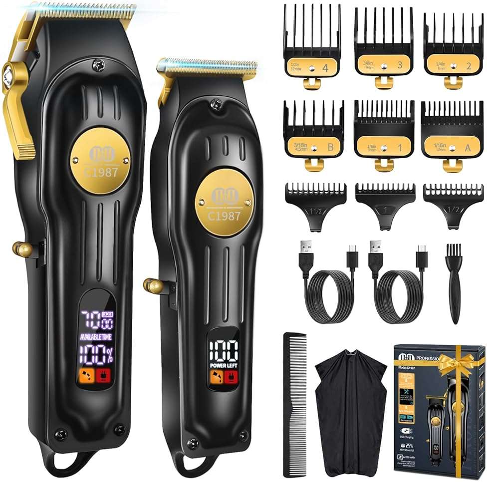 CIICII Mens Hair Clippers and Trimmers Set, Professional Cordless Barber Clippers for Hair Cutting Kit (Rechargeable USB Adjustable Beard & Hair Trimmer Haircut Kit) Clippers for Men DIY Home Salon - Image 1