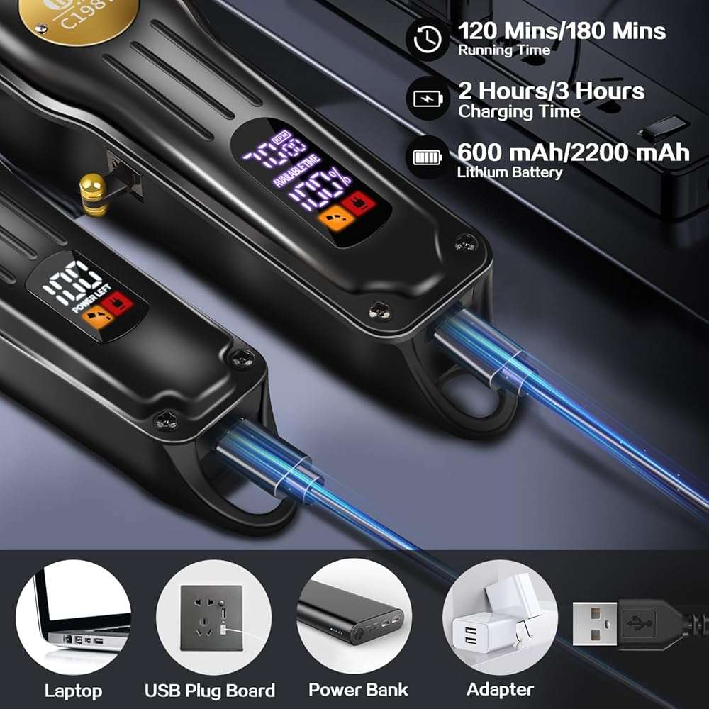 CIICII Mens Hair Clippers and Trimmers Set, Professional Cordless Barber Clippers for Hair Cutting Kit (Rechargeable USB Adjustable Beard & Hair Trimmer Haircut Kit) Clippers for Men DIY Home Salon - Image 5