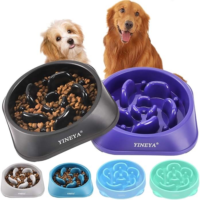 YINEYA 2PCS Slow Feeder Dog Bowls, Pet Supplies That Slow Down Eating, Pet Food Bowls, Maze Dog Puzzle Feeder for Medium Breed - Product Image