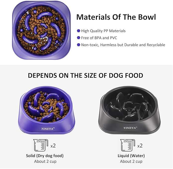 YINEYA 2PCS Slow Feeder Dog Bowls, Pet Supplies That Slow Down Eating, Pet Food Bowls, Maze Dog Puzzle Feeder for Medium Breed - Image 6