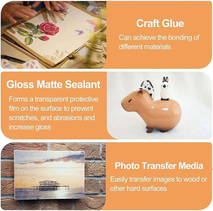 1DFAUL Crafts Sealer Gloss Matte Finish, 400ml All in One Decoupage Glue, Varnish, and Finish, All Purpose Craft Glue for Wood, Paper, Acrylic Paints, Ceramics, Fabrics, Clay - Image 4