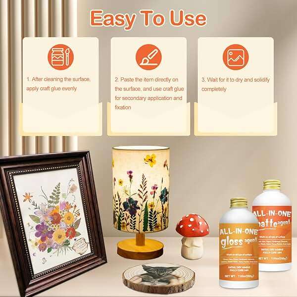 1DFAUL Crafts Sealer Gloss Matte Finish, 400ml All in One Decoupage Glue, Varnish, and Finish, All Purpose Craft Glue for Wood, Paper, Acrylic Paints, Ceramics, Fabrics, Clay - Image 7