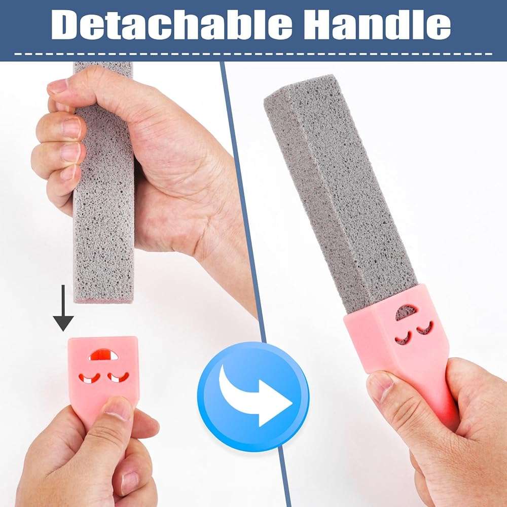 Navona 34 Pack Pumice Stone Scouring Sticks with 3 Universal Handles, Grey Pumice Stone for Cleaning Toilets, Bathrooms - Image 2