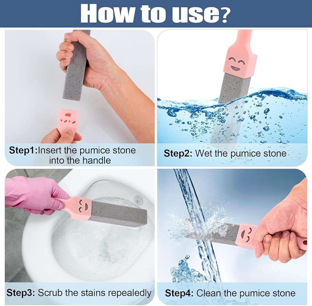 Navona 34 Pack Pumice Stone Scouring Sticks with 3 Universal Handles, Grey Pumice Stone for Cleaning Toilets, Bathrooms - Image 6