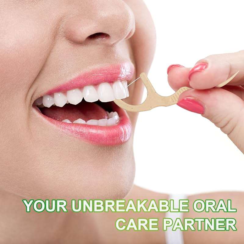 200 Count Biodegradable Dental Floss Picks, Eco Friendly Plant-Based Tooth Flossers for adults, Tear-Resistant Floss Sticks with Wide Handles, Vegan & BPA Free Dental Floss for Natural Oral Care, Mint - Image 5