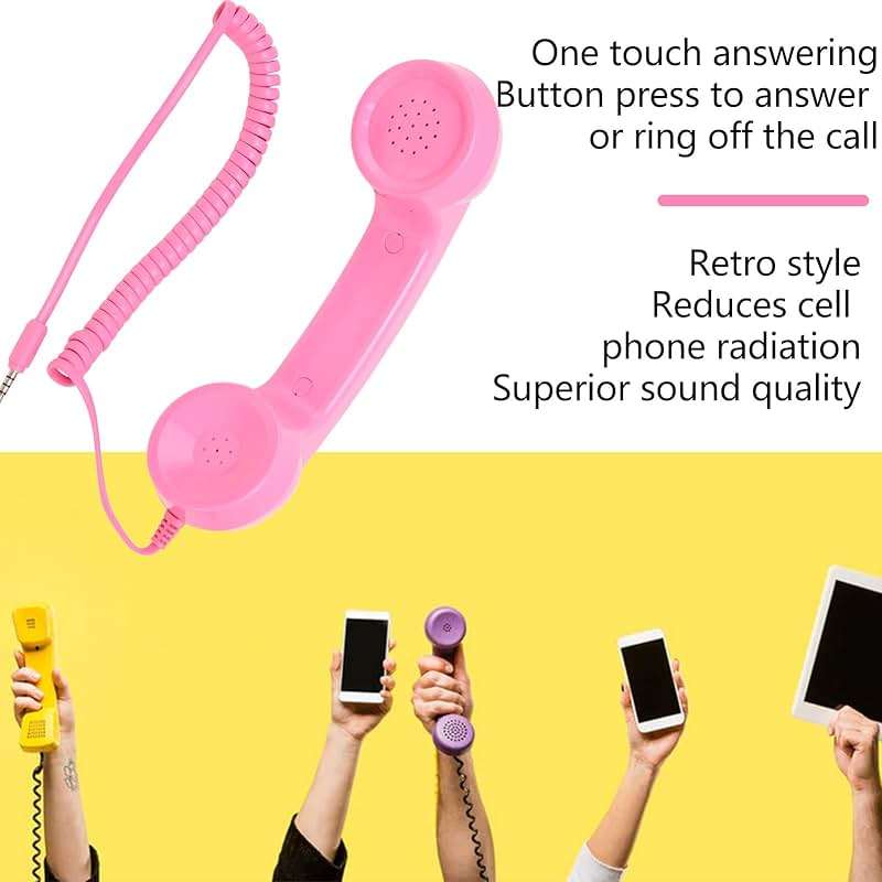 EIMSOAH Vintage Retro Telephone Handset with 3.5mm Jack Old Style Phone Receiver for Mobile Phone Computer Laptop (#1) Old School Phone Headset for Videobooth Teléfonos Analógicos y DECT - Image 2