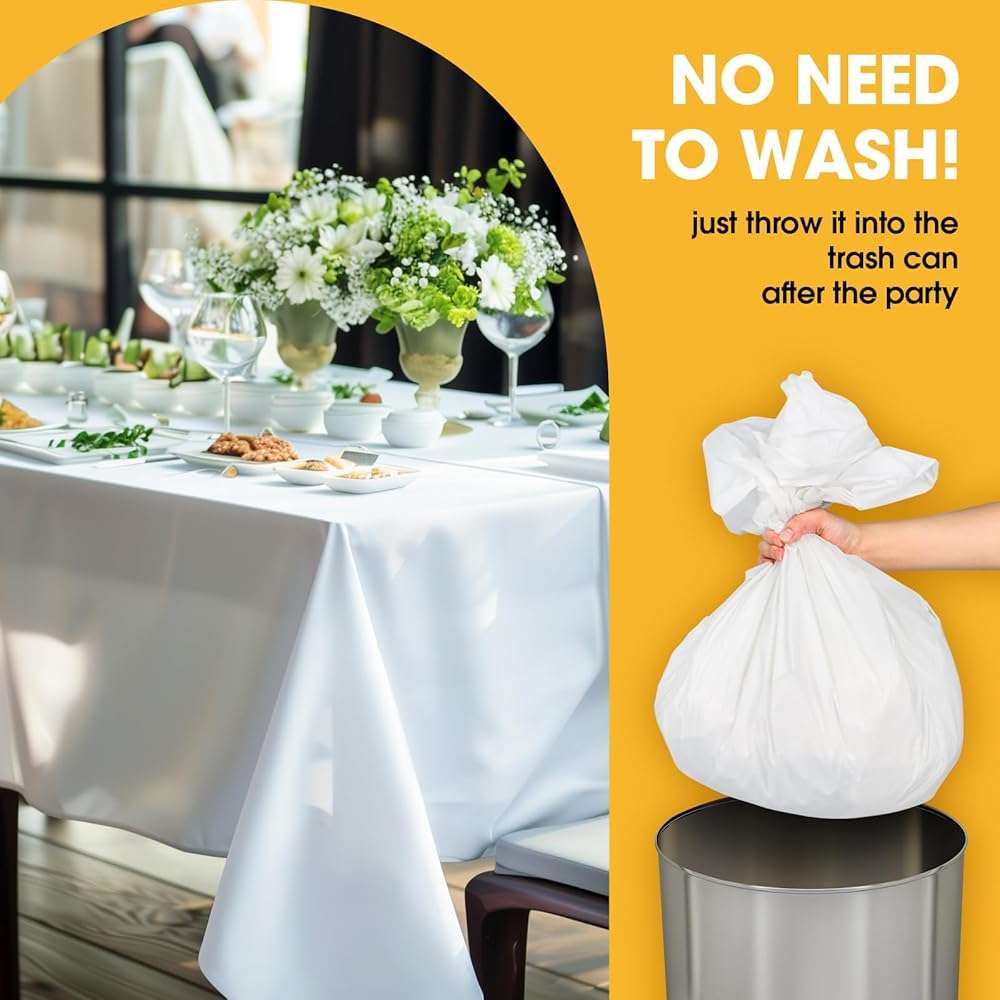 Niuara White Plastic Table Cover Roll - 54IN x 100FT, Table Cloth for Rectangle Table with Slide Cutter, Plastic Table Cloth Disposable with Cut-to-Size Design for Weddings, Banquets, Parties - Image 9
