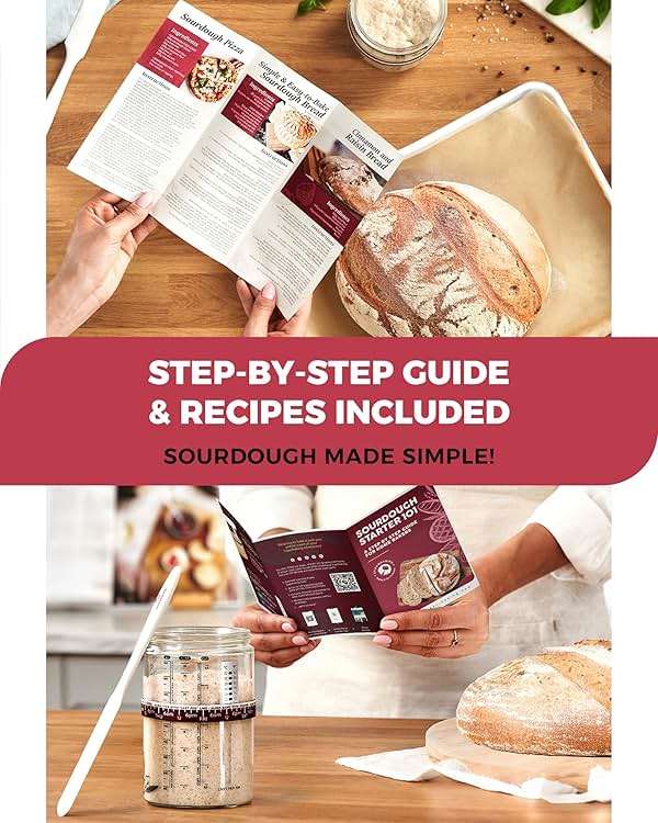 Superbaking Sourdough Starter Jar, Beginner Sourdough Starter Kit, 34oz Wide Mouth Sour Dough Glass Jar with Guides & Recipes, Sourdough Bread Baking Supplies, Sourdough Container Crock - Image 4