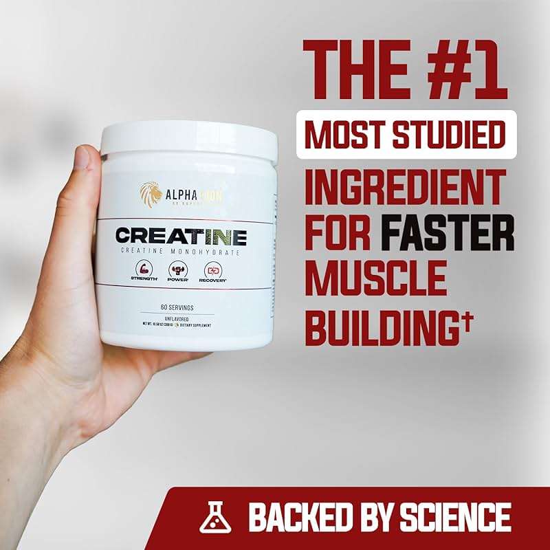ALPHA LION Creatine Monohydrate Powder, 5000mg Per Serving (5g), Supports Muscle Strength, Power, Athletic Performance, Pure Creatina Monohydrata en Polvo Supplement (60 Servings, Unflavored) - Image 2
