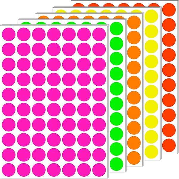 Dot Stickers 3/4 Inch Fluorescent Circle Sticker 1400pcs Round Writable Colored Sticker Neon Color Coding Labels in 5 Colors Garage Sale Stickers for Office Market Sale - Image 1