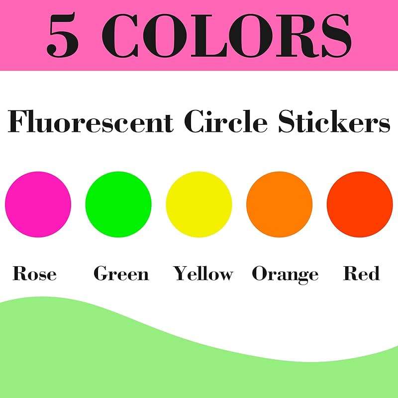 Dot Stickers 3/4 Inch Fluorescent Circle Sticker 1400pcs Round Writable Colored Sticker Neon Color Coding Labels in 5 Colors Garage Sale Stickers for Office Market Sale - Image 4