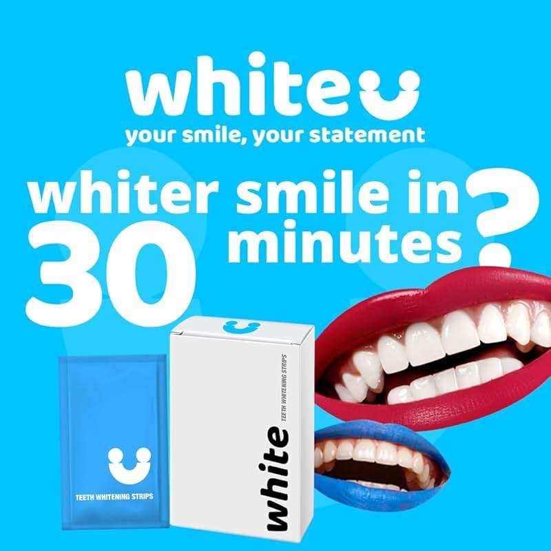 Teeth Whitening Strips for Sensitive Teeth - Peroxide Free No Sensitivity - 14 Strips with Pap+ & Nano Hydroxyapatite - Enamel Safe Whitening in 7 Days - WhiteU - Image 2