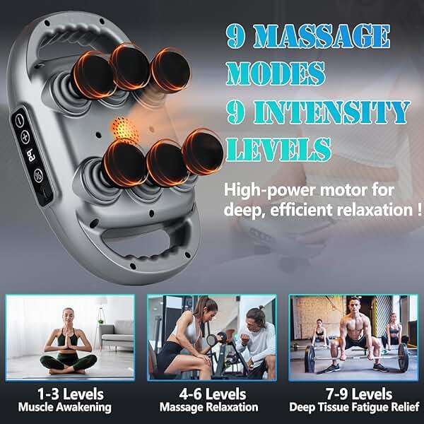 UFFAE 6 Head Massage Gun Deep Tissue with 9 Levels & 9 Modes, Electric Massager Tool for Legs, Arms, Waist, Back, Buttocks - Full Body Muscle Pain Relief, Ideal Gifts for Women, Men, Mom, and Dad - Image 2
