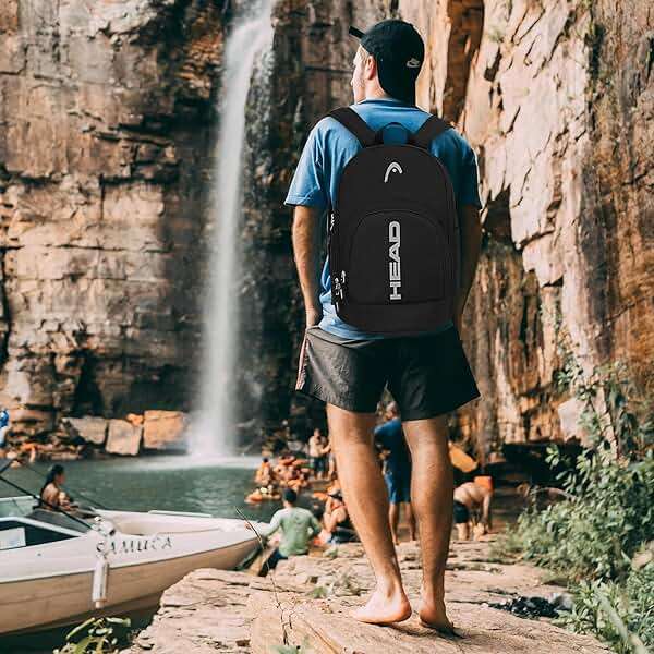 HEAD Waterproof Travel Backpack for Men, Lightweight 15.6 Inch Laptop Backpack with Shoes Compartment, Casual Daypack College Backpacks with 8 Pockets for Overnight/Sports Gym/Work/Fitness - Image 2