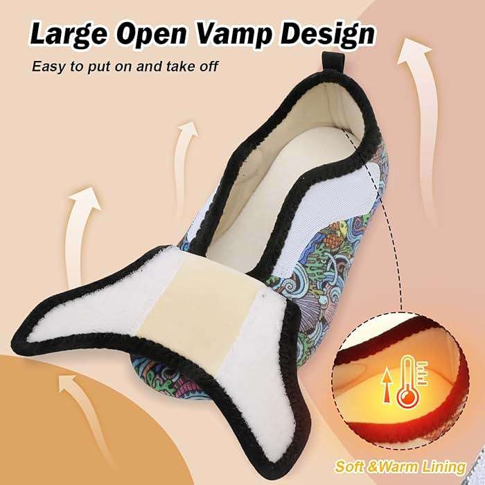 BARERUN Slippers for Women Men Wide House Diabetic Shoes for Women Men Warm Arthritis Edema Swollen Neuropathy Socks Slip on Adjustable Fuzzy Comfy Soft Womens Mens Bedroom Sliipers - Image 2