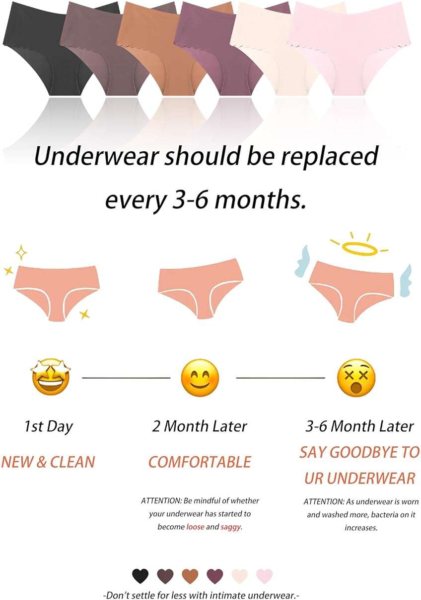 Sth Big High Waisted Seamless Underwear for Women No Show Panties Cheeky Scalloped Edge Bikini Breathable Briefs 6 Pack - Image 7